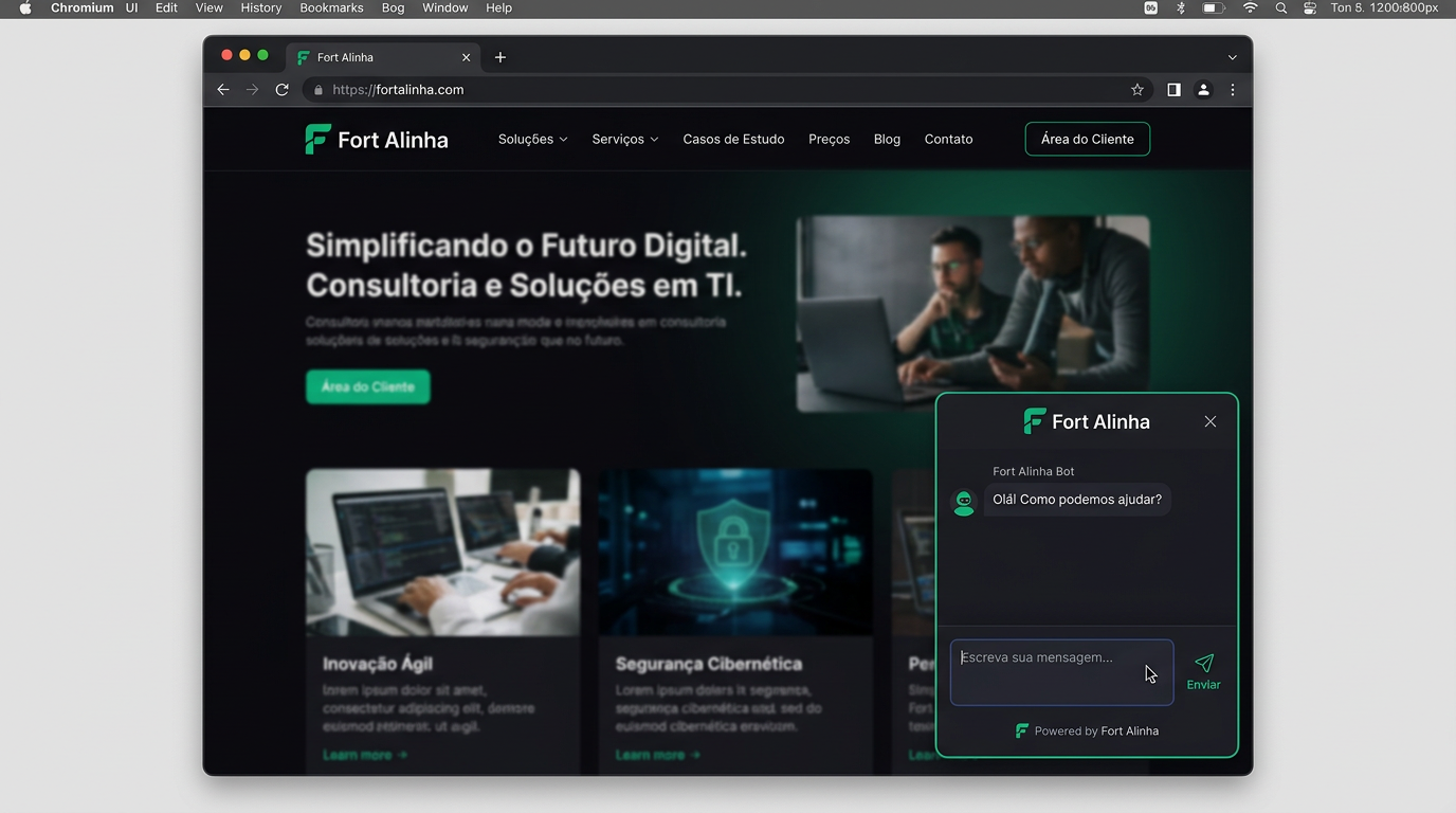 Widget do Fort Alinha embarcado em um site exemplo